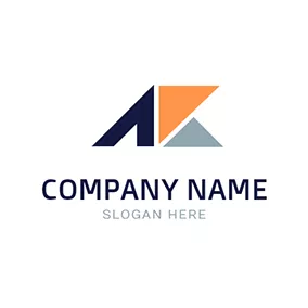 Gray Logo Triangle and Unique A K logo design
