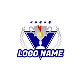 Tournament Logo Triangle Badge and Tournament Trophy logo design