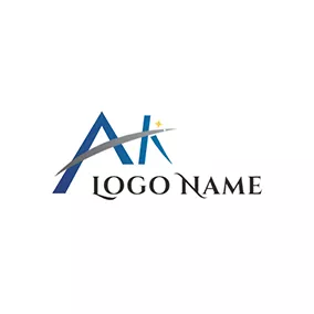 Gray Logo Triangle Figure and Simple A K logo design
