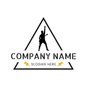 歌手ロゴ Triangle Frame and Rock Singer logo design