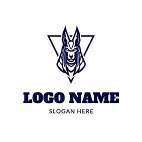 Design Logo Triangle Frame Anubis Outline logo design