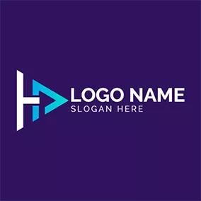 Hロゴ Triangle Gradient Letter H D logo design