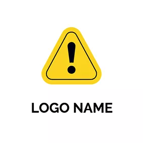 Logótipo De Cuidado Triangle Overlay Exclamation Mark Warning logo design