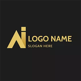 A I Logo Triangle Rectangle and Letter A I logo design
