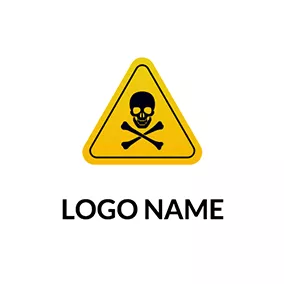 Alert Logo Triangle Skeleton Toxic Logo logo design