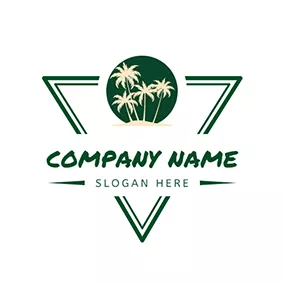 热带 Logo Triangle Sun Coconut Tree logo design