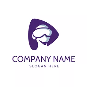 Human Logo Triangular Shape and Vr Glasses logo design