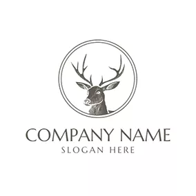 鹿角logo Tribal Deer Head Badge Icon logo design