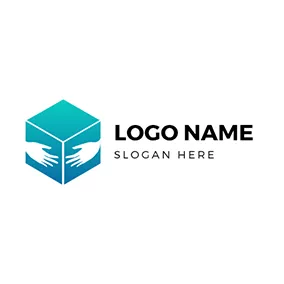 快遞員 Logo Tridimensional Box Hand Courier logo design