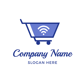 购物 Logo Trolley Wifi Shopping Online logo design