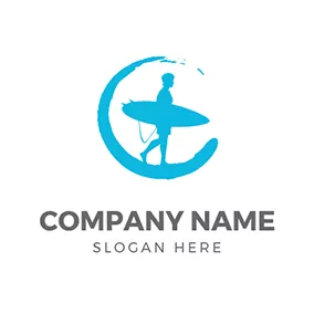 Man Logo Tropical Surfing logo design