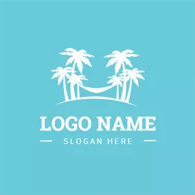 熱帶 Logo Tropical Tree and Hammock logo design