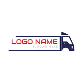 物流・運送　ロゴ Truck Head and Rectangle logo design