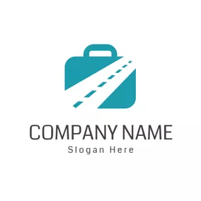 Baggage Logo Trunk and Road Icon logo design