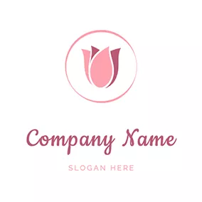 Pink Logo Tulip In Circle Logo logo design
