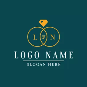 Gold Logo Twined Rings and Wedding logo design