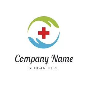 Clinic Logo Two Hands and Cross Symbol logo design