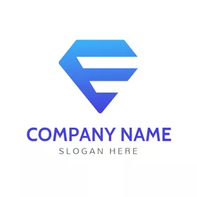Logotipo E Unique Blue Letter E logo design