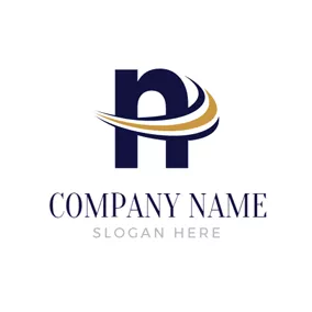 Signature Logo Unique Blue Letter N logo design