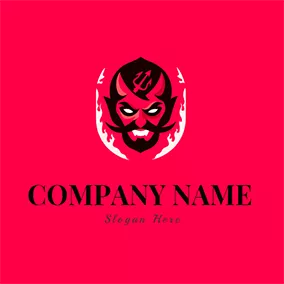 Character Logo Unique Fire and Fearful Devil logo design