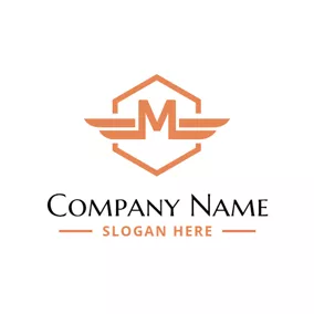 アルファベットロゴ Unique Orange Letter M logo design