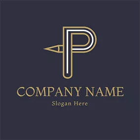 学习logo Unique Pencil and Simple Letter P logo design