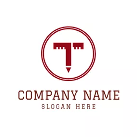 アルファベットロゴ Unique Red Letter T logo design