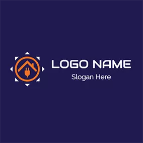 Ladegerät Logo Unique Sun and Roof Plug logo design