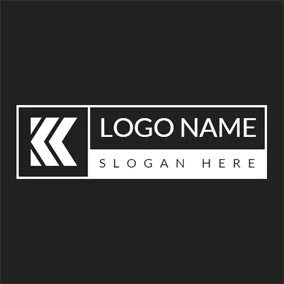 Rectangle Logo Unique White Letter K logo design