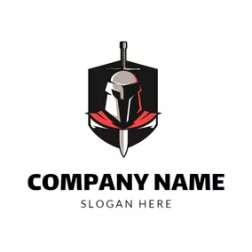 Cape Logo Vertical Sword and Brave Warrior Badge logo design