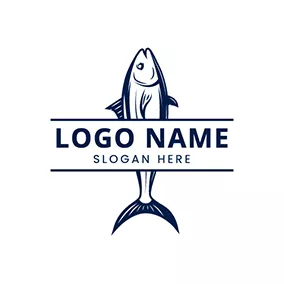 Fishing Logo Vertical Tuna Icon logo design