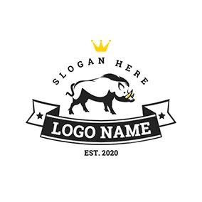 野猪logo Vintage Banner Wild Boar logo design