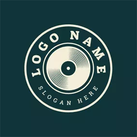 Record Label Logos Vintage Blue Vinyl logo design