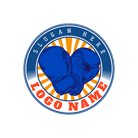 ボクサーのロゴ Vintage Circle Boxing Gloves Boxer logo design