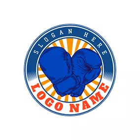 Glove Logo Vintage Circle Boxing Gloves Boxer logo design