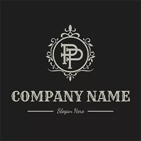 Silver Logo Vintage Decoration Letter P P logo design