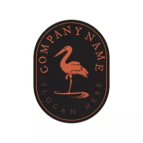 鸛鳥logo Vintage Decoration Stork logo design