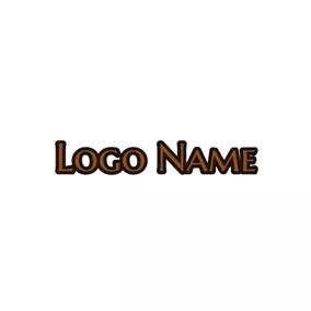 Font Logo Vintage Outlined Brown Text logo design