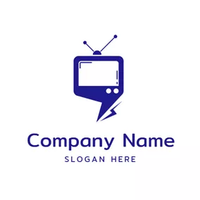 闪电 Logo Vintage Television and News logo design