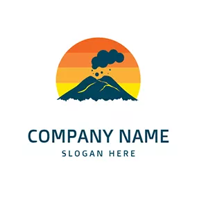 Outdoor Logo Volcano and Sun logo design
