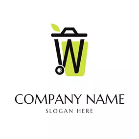 環境ロゴ W Shape Trash Can logo design