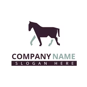 馬のロゴ Walking Maroon Horse logo design