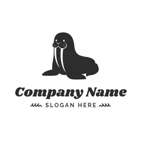 海ロゴ Walrus Ivory and Black Seal logo design