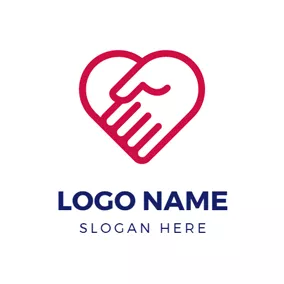 友好のロゴ Warm Hand and Heart logo design