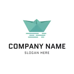 Origami Logo Water and Paper Boat logo design