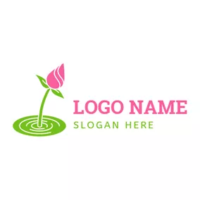波纹 Logo Water and Pink Lotus Bud logo design