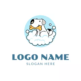 Bone Logo Water Bubble and Cute Dog logo design