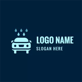 クリーナーのロゴ Water Drop and Blue Car logo design