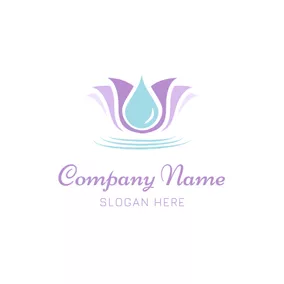 蓮ロゴ Water Drop and Lotus logo design