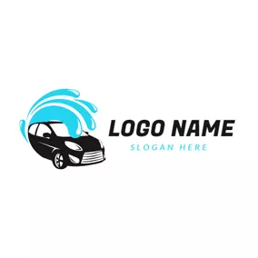 車のロゴ Water Spray and Black Car logo design